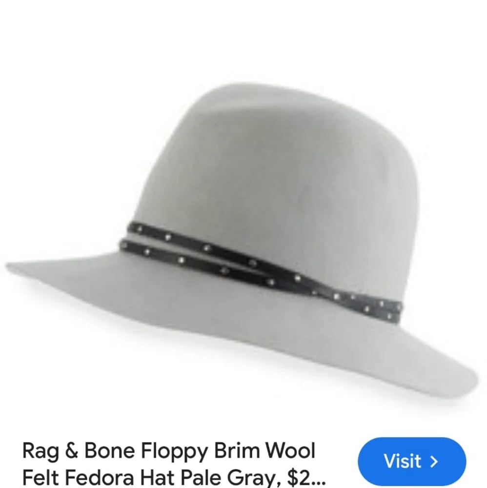 nwt rag & bone Floppy Brim Wool Felt Fedora Hat, Pale Gray